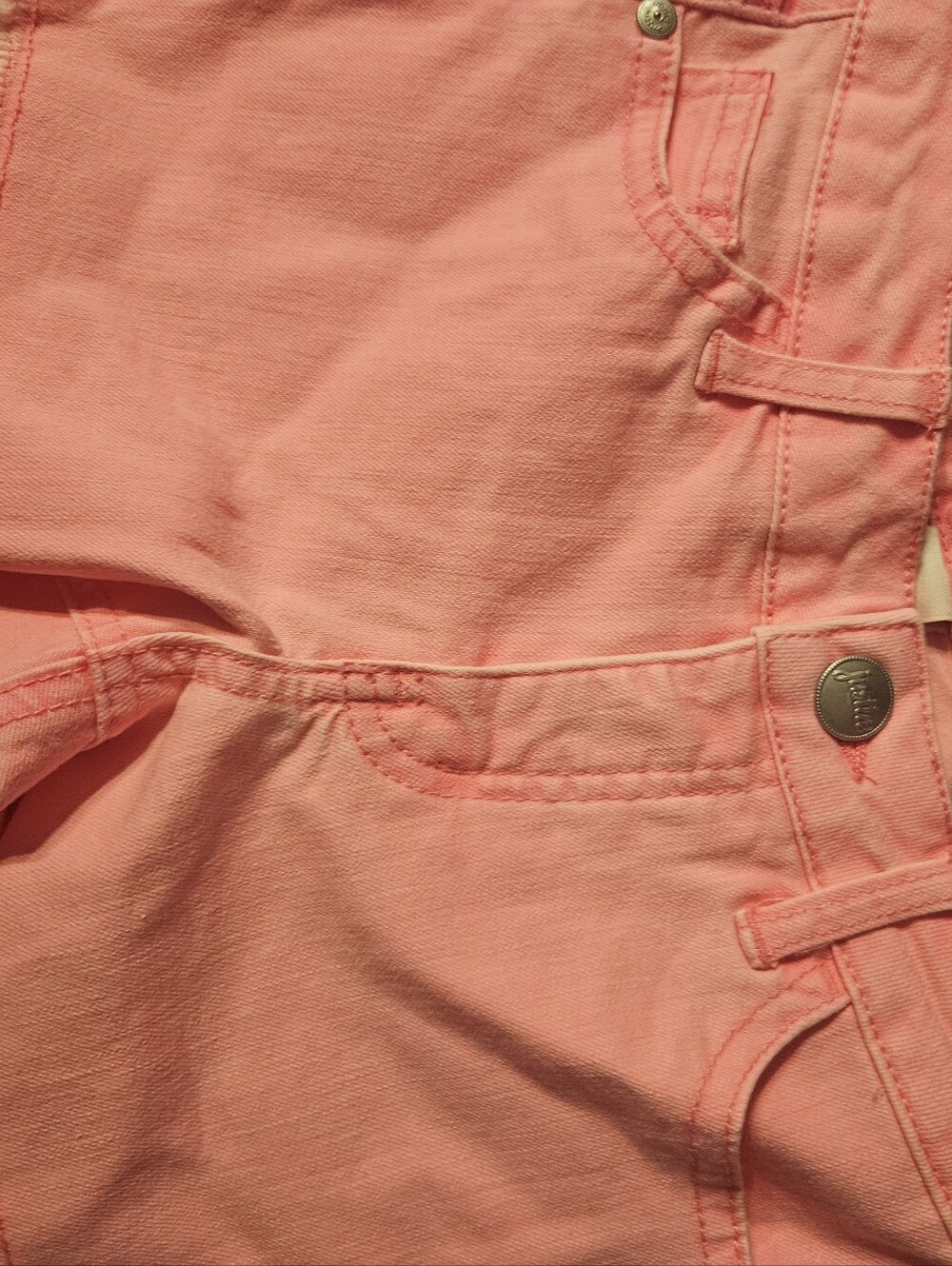 Justice Girls Coral Pink Denim Shorts Size 10